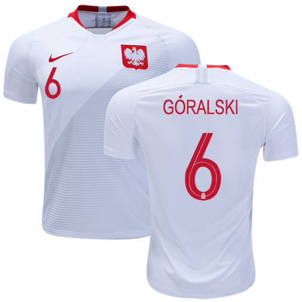Poland #6 Goralski Home Soccer Country Jersey